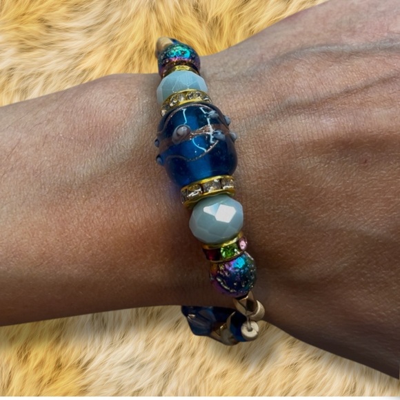 Made by RuxyG Jewelry - ❤️RESERVED FOR CAROL “blue double strand with Swarovski and Murano glass “ set